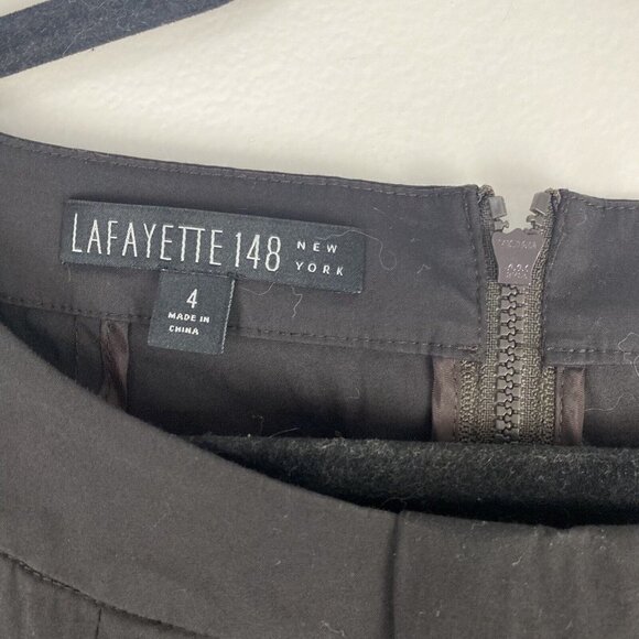 Lafayette 148 Women's Knee Length Shift Dress Size 4 Black Exposed Zipper - Picture 2 of 9